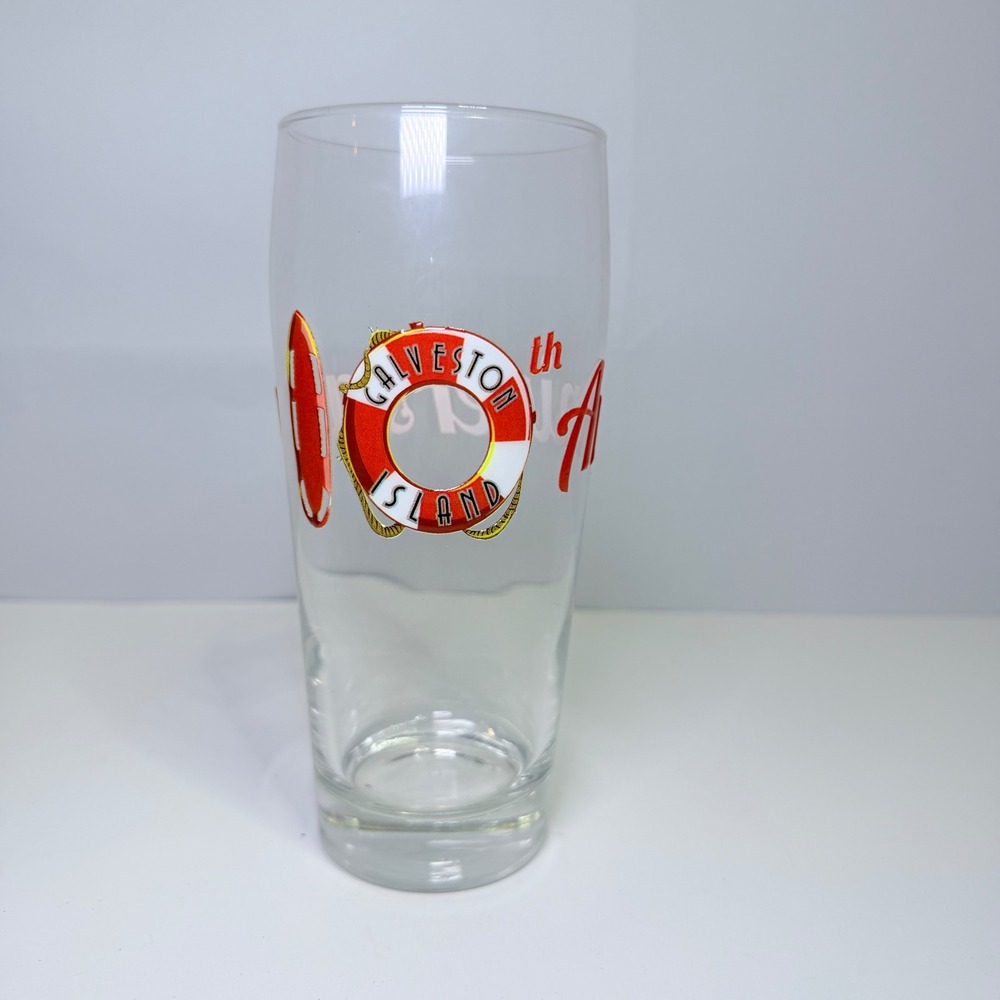 Galveston Island 10th Anniversary Pilsner Glass Nautical Life Ring Texas 6‎ inch